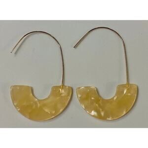 Pale Yellow Tortoise Shell Acrylic Wire Loop Earrings